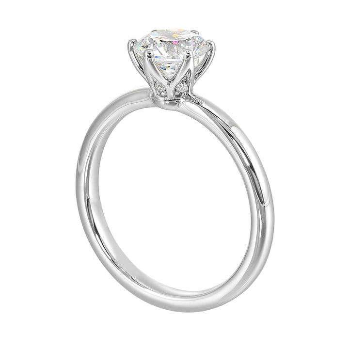 14Kt White Semi Mount 1/50Ctw For 1Ctw Round Center