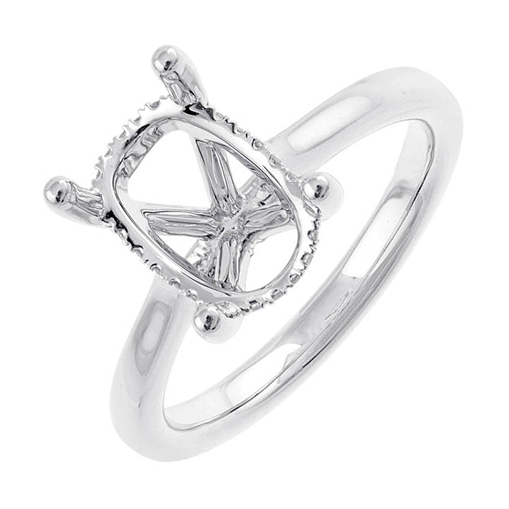 14Kt White Semi Mount 1/12Ctw For 3Ctw Oval Center
