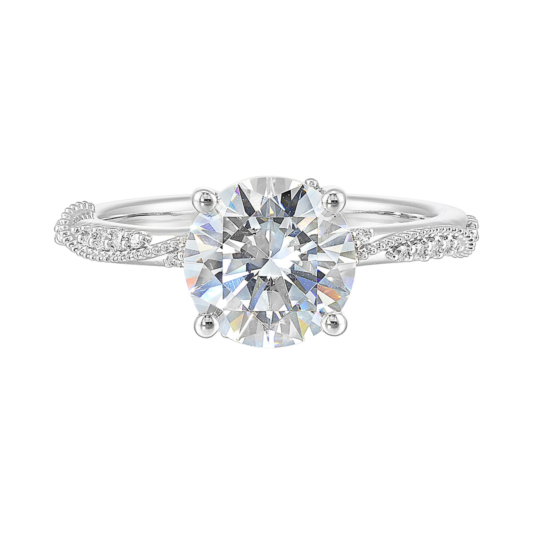 14Kt White Semi Mount 1/5Ctw For 2Ctw Round Center