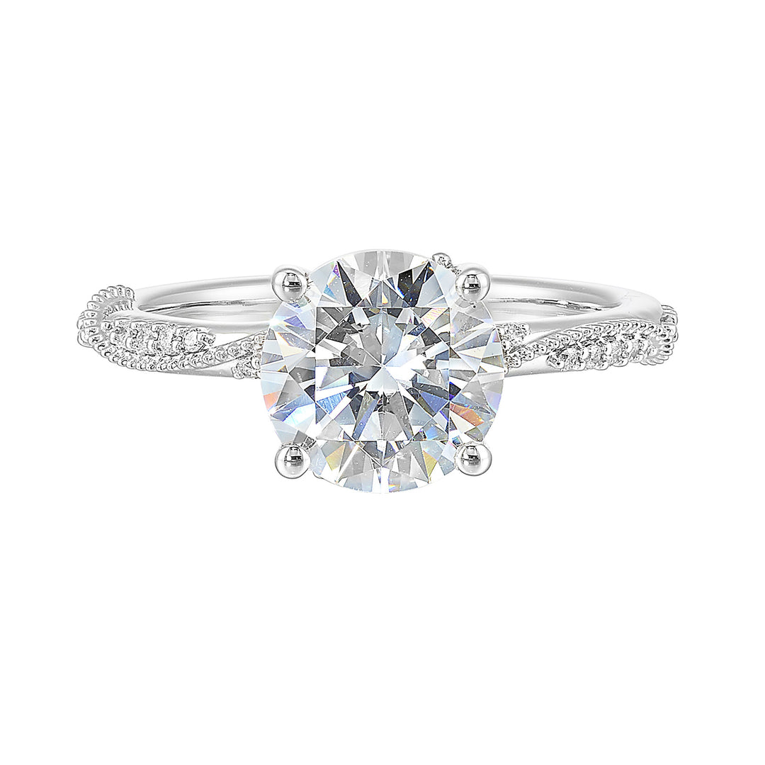 14Kt White Semi Mount 1/5Ctw For 2Ctw Round Center