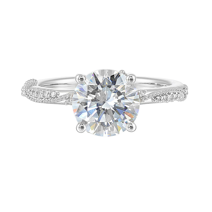14Kt White Semi Mount 1/5Ctw For 2Ctw Round Center