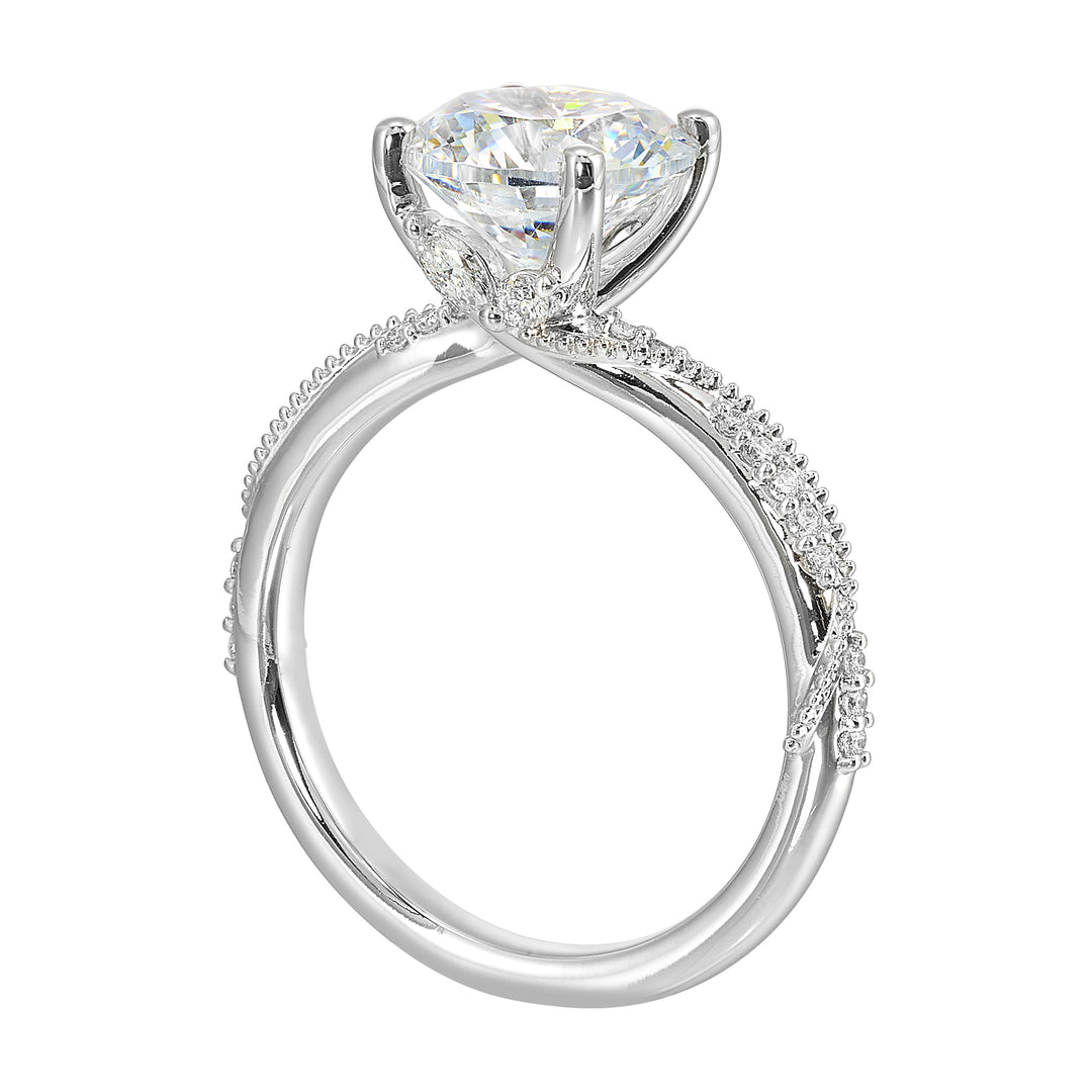14Kt White Semi Mount 1/5Ctw For 2Ctw Round Center