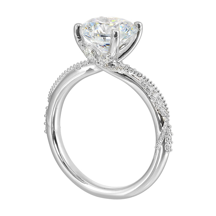 14Kt White Semi Mount 1/5Ctw For 2Ctw Round Center