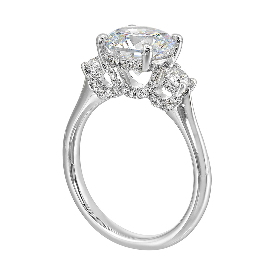 14Kt White Semi Mount 1/2Ctw For 2Ctw Round Center