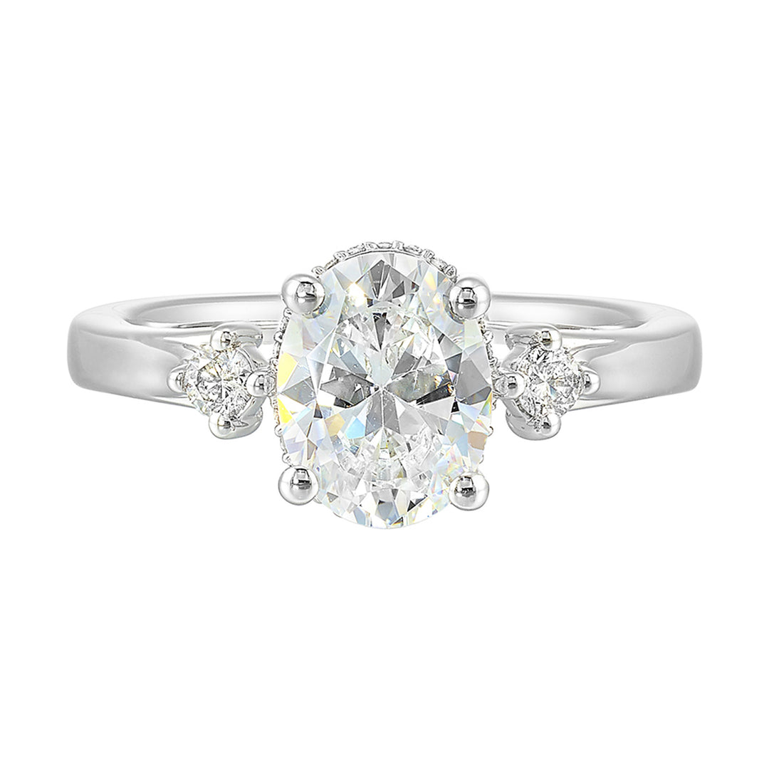 14Kt White Semi Mount 1/6Ctw For 2Ctw Oval Center