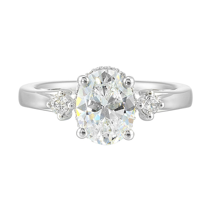 14Kt White Semi Mount 1/6Ctw For 2Ctw Oval Center