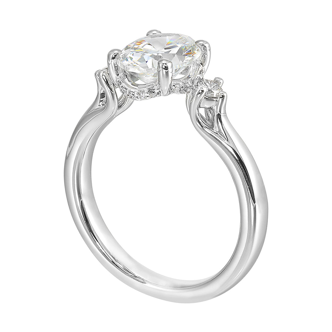 14Kt White Semi Mount 1/6Ctw For 2Ctw Oval Center