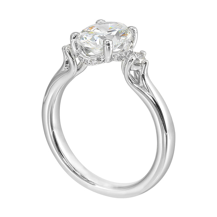 14Kt White Semi Mount 1/6Ctw For 2Ctw Oval Center