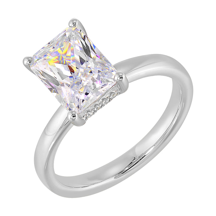 14Kt White Semi Mount 1/15Ctw For 2Ctw Radiant Center