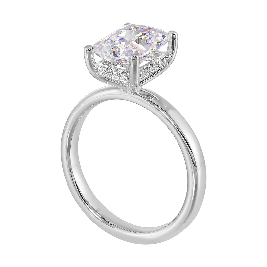 14Kt White Semi Mount 1/15Ctw For 2Ctw Radiant Center