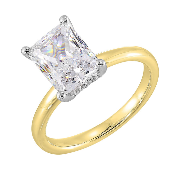 14Kt Yellow Semi Mount 1/15Ctw For 2Ct Radiant Center