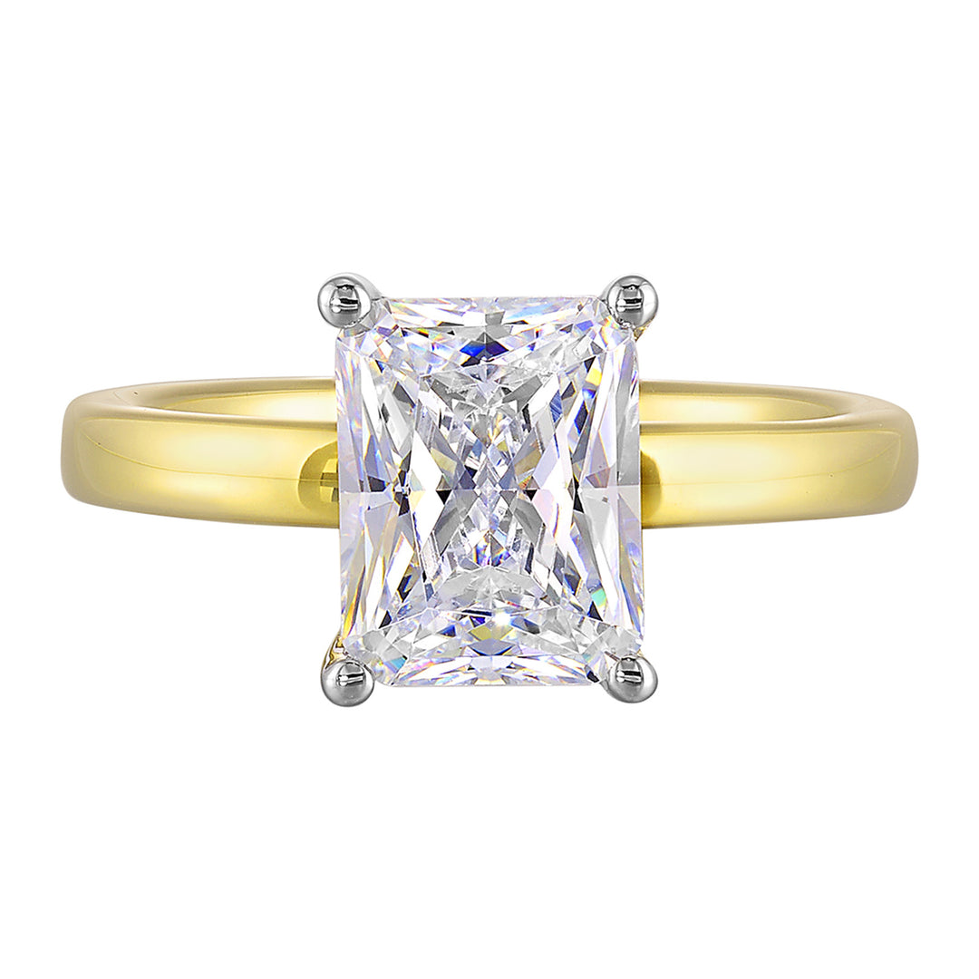 14Kt White Yellow Semi Mount 1/15Ctw For 2Ct Radiant Center