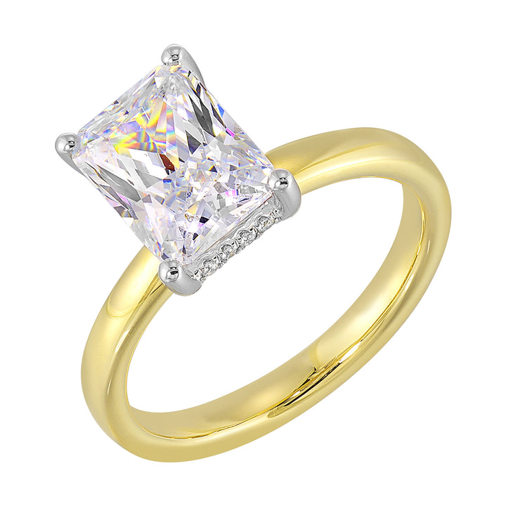 14Kt White Yellow Semi Mount 1/15Ctw For 2Ct Radiant Center