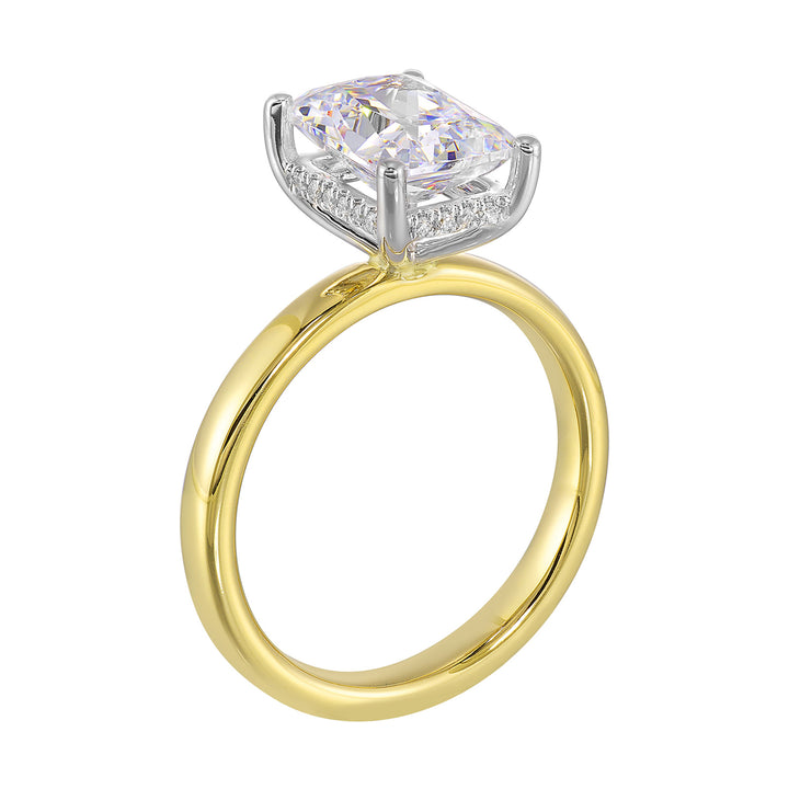 14Kt White Yellow Semi Mount 1/15Ctw For 2Ct Radiant Center