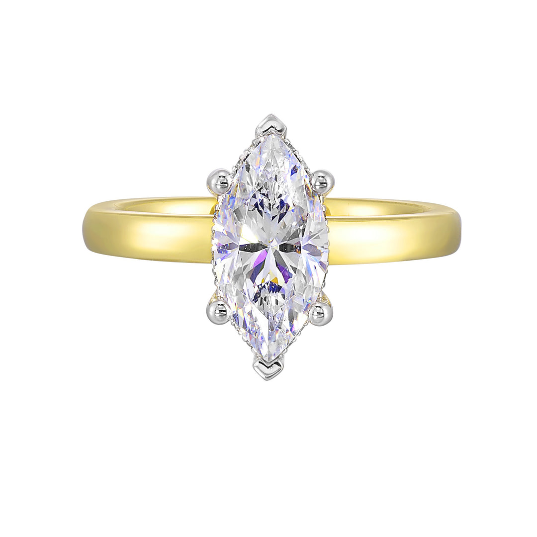 14Kt White Yellow Semi Mount 3/8Ctw For 2Ct Marquise Center