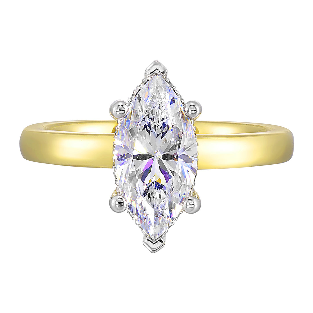 14Kt White Yellow Semi Mount 3/8Ctw For 2Ct Marquise Center