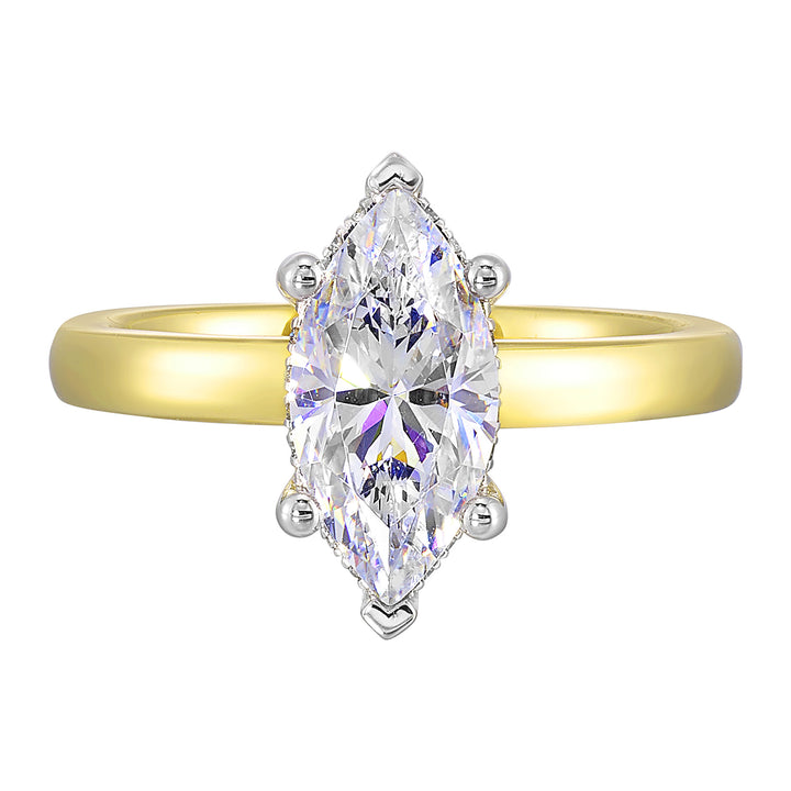 14Kt White Yellow Semi Mount 3/8Ctw For 2Ct Marquise Center