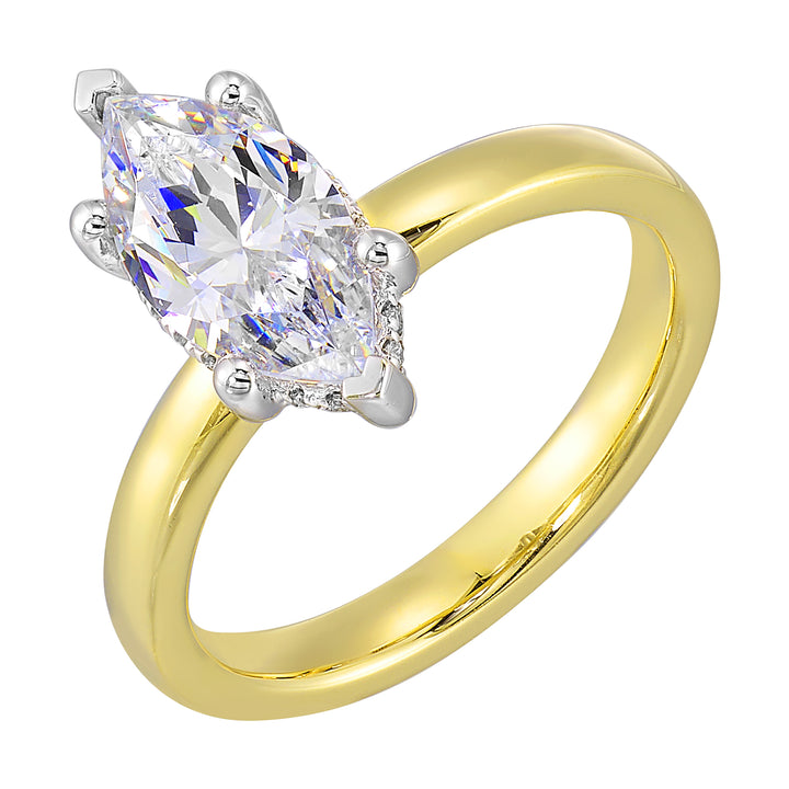 14Kt White Yellow Semi Mount 3/8Ctw For 2Ct Marquise Center