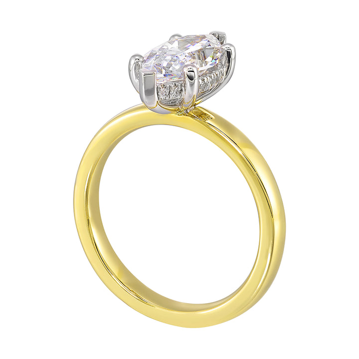 14Kt White Yellow Semi Mount 3/8Ctw For 2Ct Marquise Center