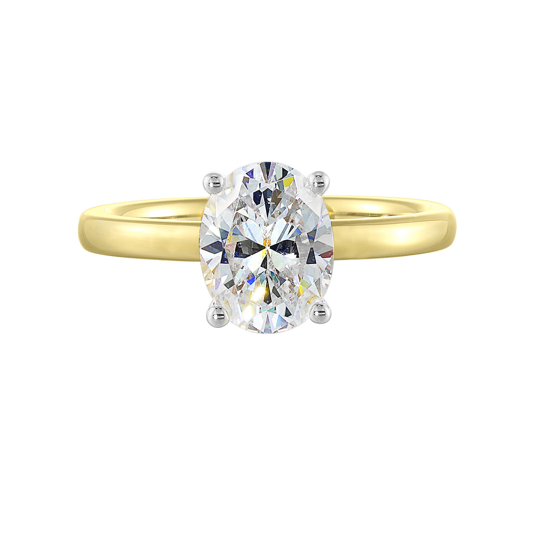 14Kt White Yellow Semi Mount 1/20Ctw For 1Ct Oval Center