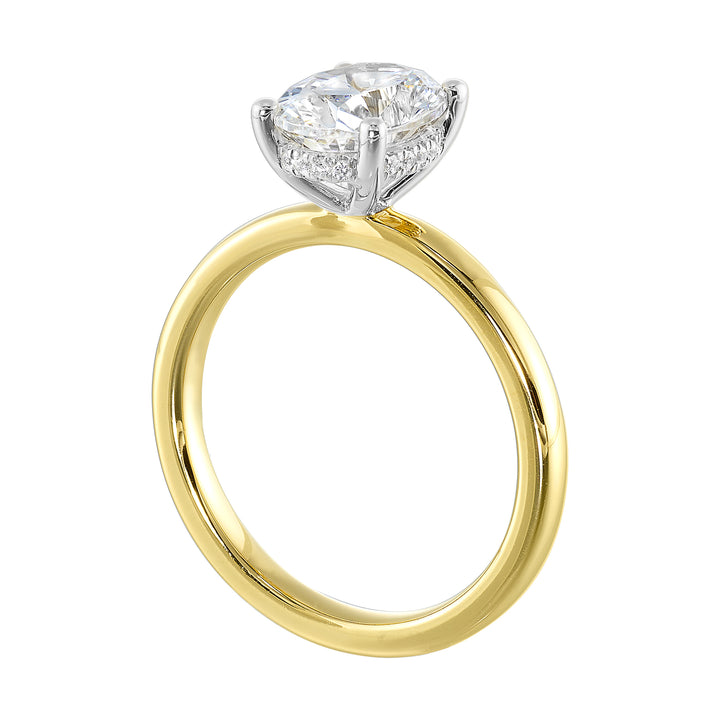 14Kt White Yellow Semi Mount 1/20Ctw For 1Ct Oval Center