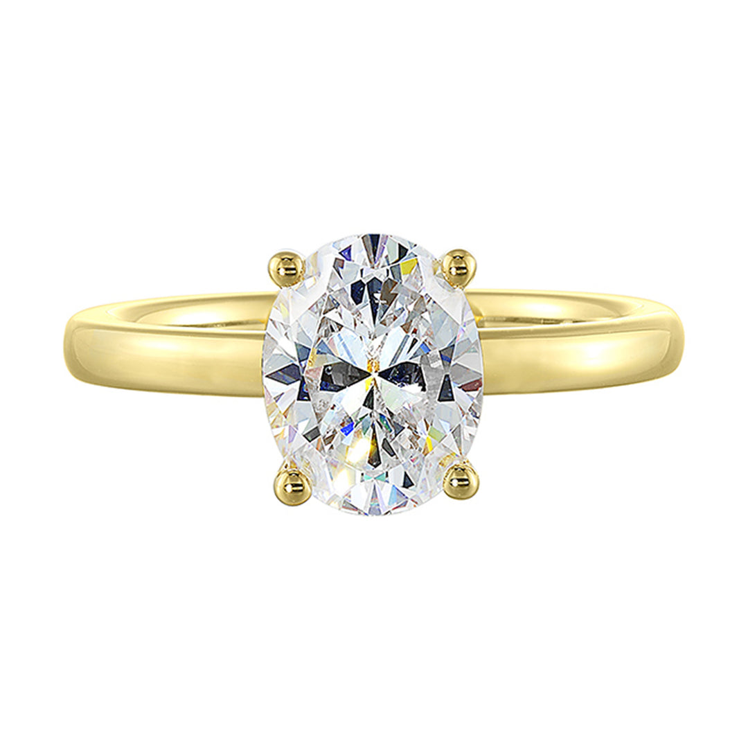 14Kt Yellow Semi Mount 1/15Ctw For 2Ct Oval Center