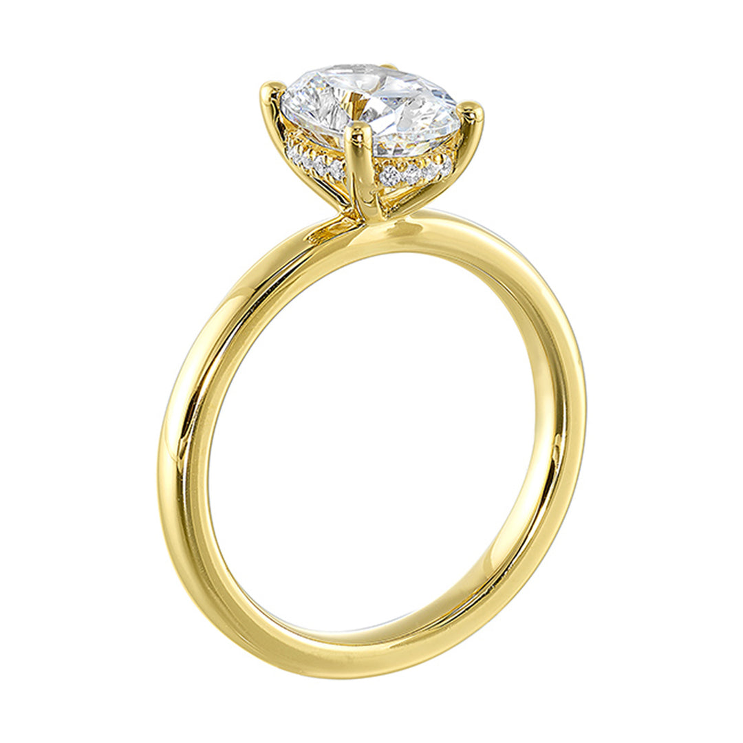 14Kt Yellow Semi Mount 1/15Ctw For 2Ct Oval Center