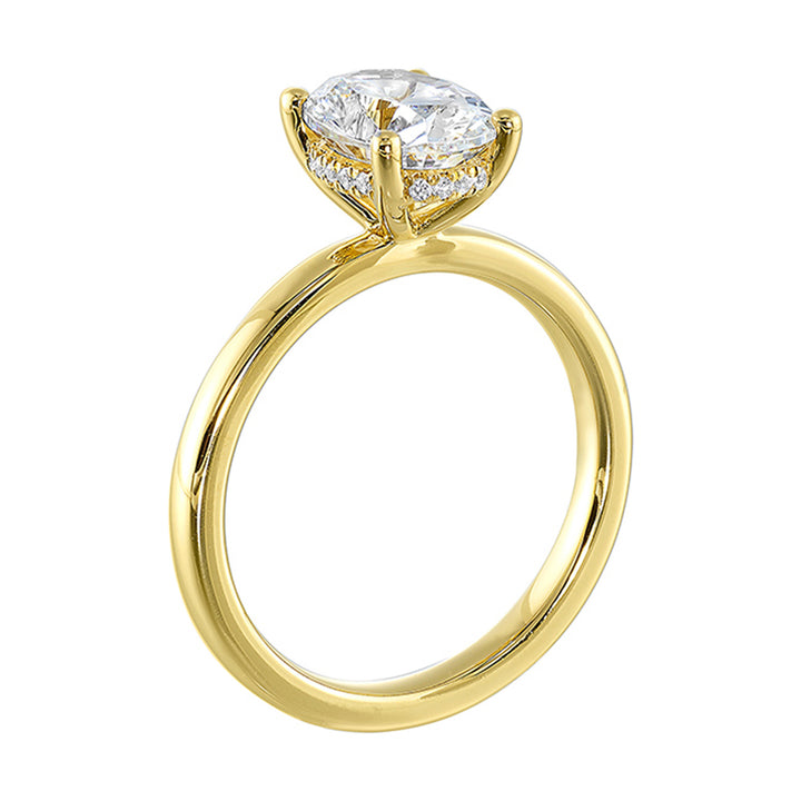 14Kt Yellow Semi Mount 1/15Ctw For 2Ct Oval Center