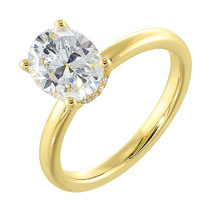 14Kt Yellow Semi Mount 1/15Ctw For 2Ct Oval Center