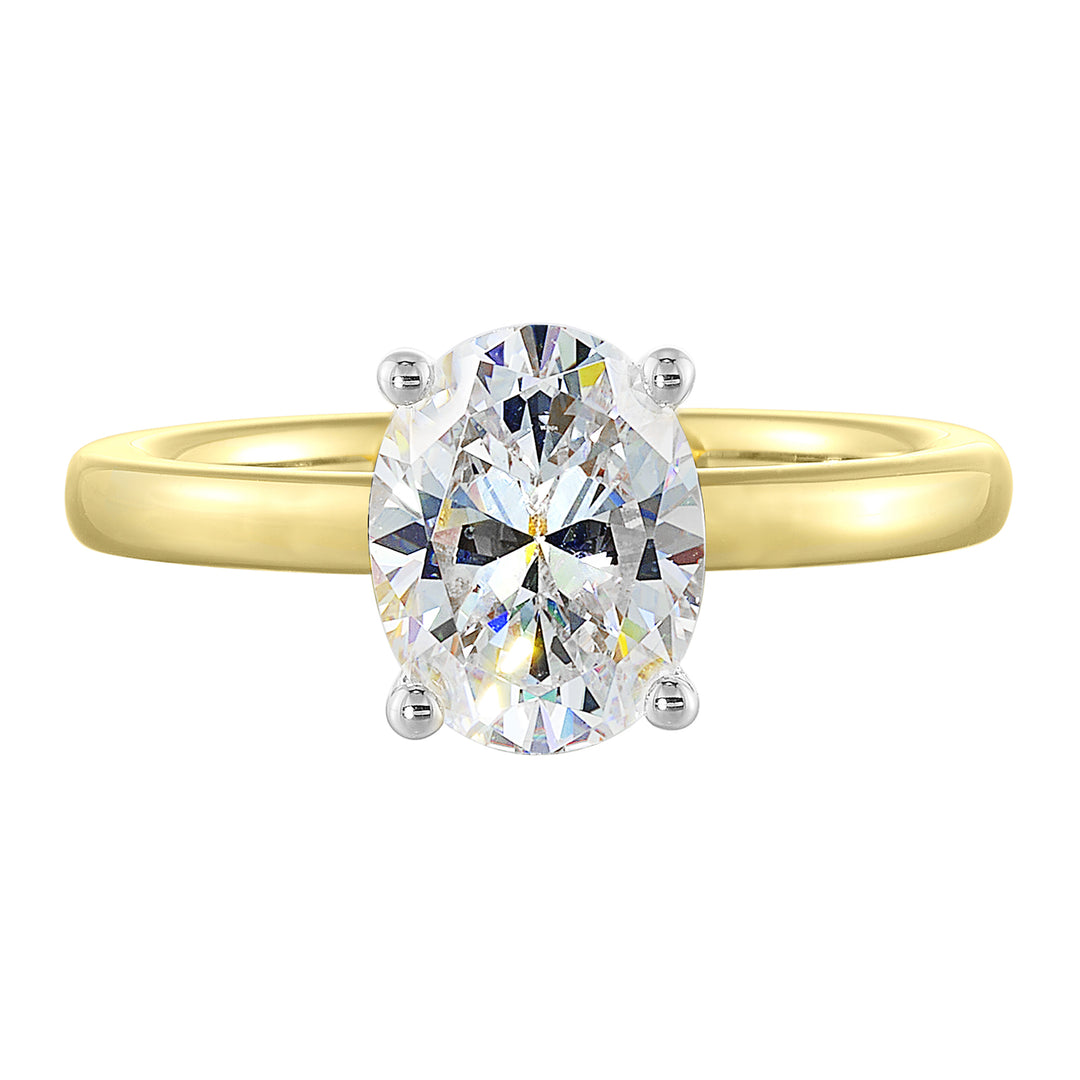 14Kt White Yellow Semi Mount 1/15Ctw For 2Ctw Oval Center