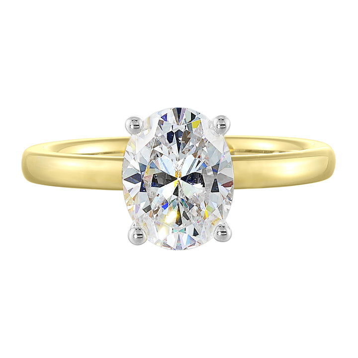 14Kt White Yellow Semi Mount 1/15Ctw For 2Ctw Oval Center