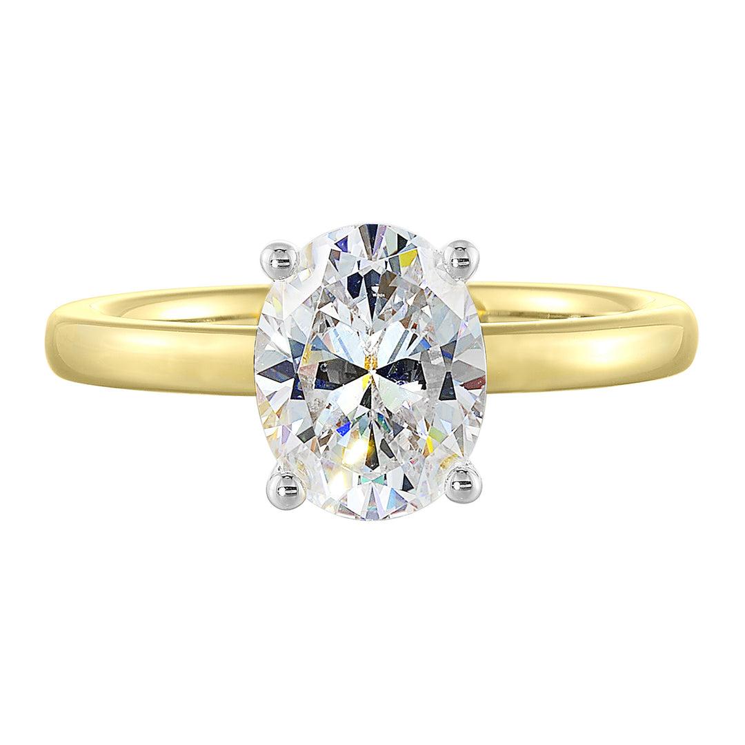 14Kt White Yellow Semi Mount 1/12Ctw For 3Ct Oval Center