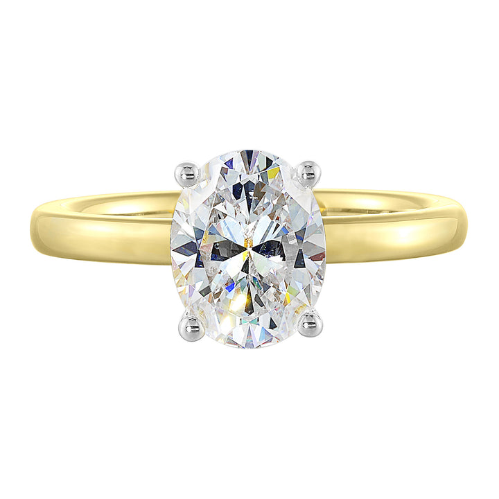 14Kt White Yellow Semi Mount 1/12Ctw For 3Ct Oval Center