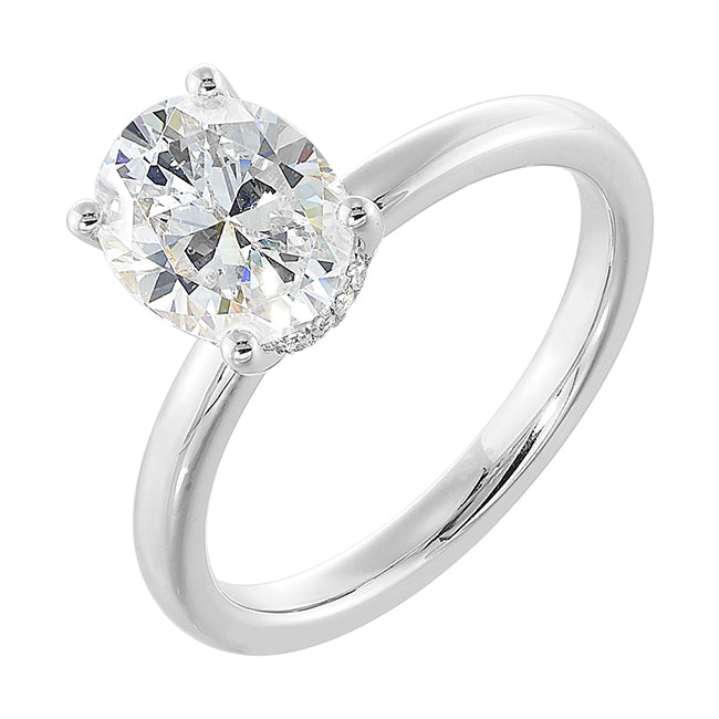 14Kt White Semi Mount 1/12Ctw For 3 1/2Ctw Oval Center