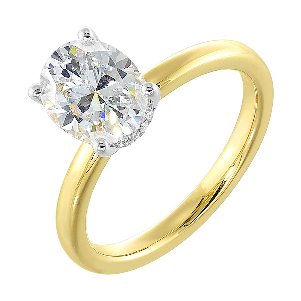 14Kt White Yellow Semi Mount 1/12Ctw For 3 1/2Ctw Oval Center