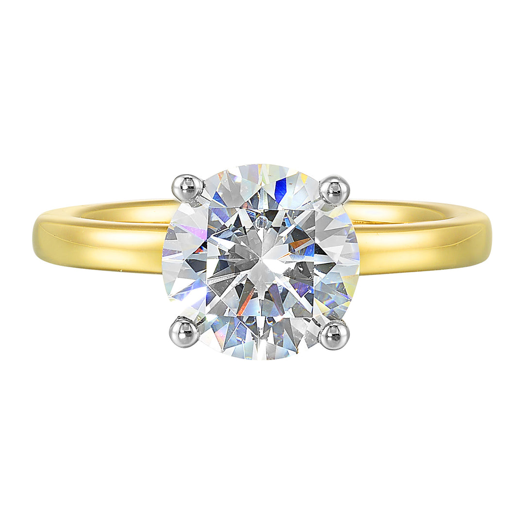 14Kt White Yellow Semi Mount 1/20Ctw For 1Ct Round Center