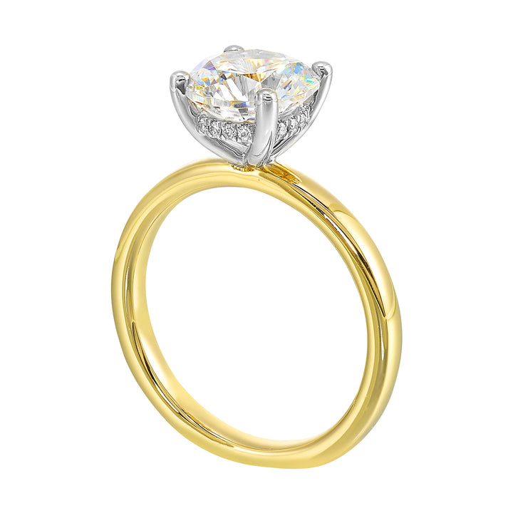 14Kt White Yellow Semi Mount 1/20Ctw For 1Ct Round Center