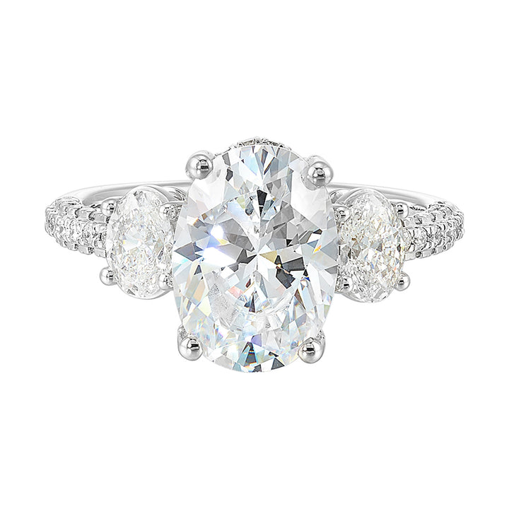 14Kt White Semi Mount 1Ctw For 3Ctw Oval Center