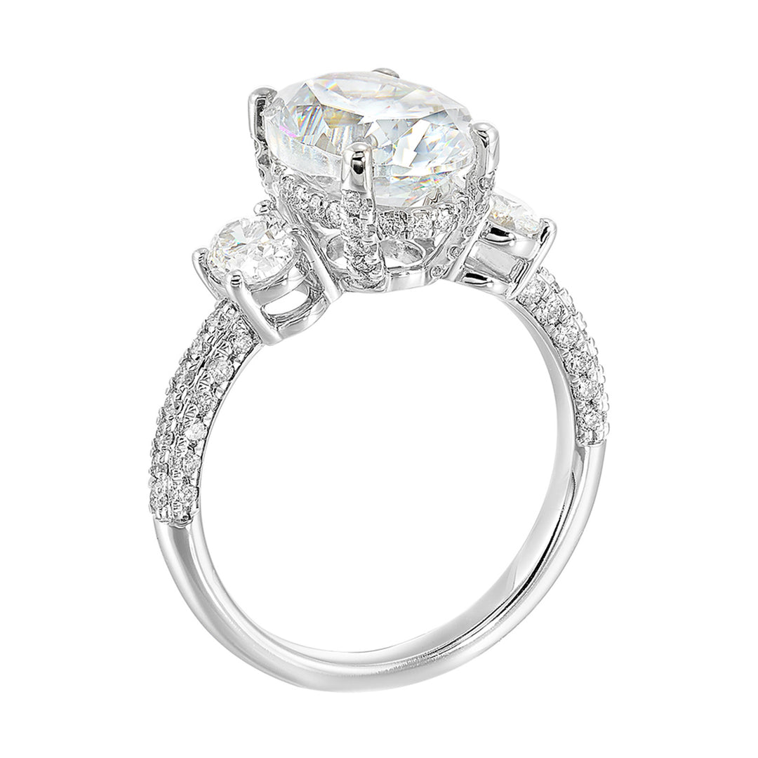 14Kt White Semi Mount 1Ctw For 3Ctw Oval Center