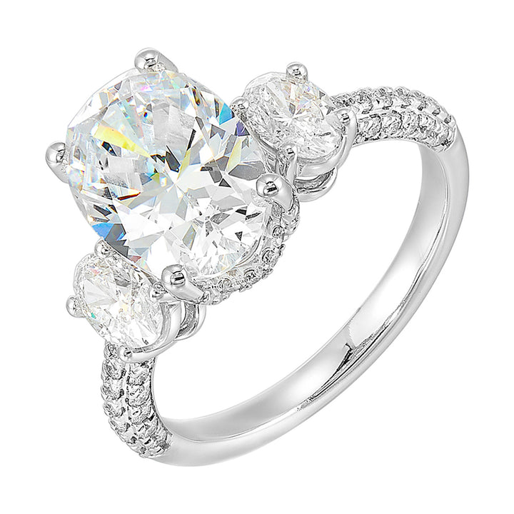 14Kt White Semi Mount 1Ctw For 3Ctw Oval Center