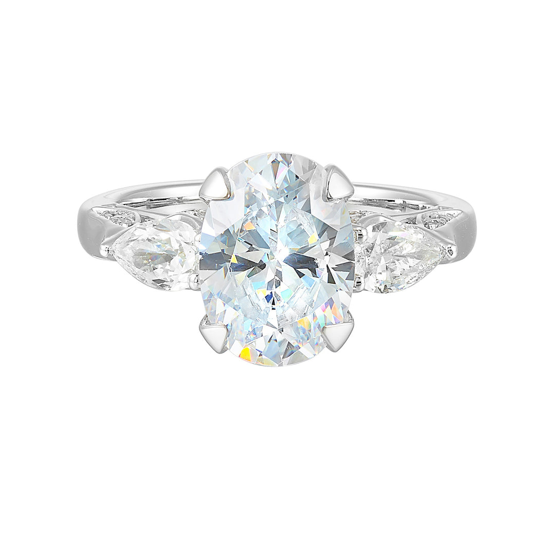 14Kt White Semi Mount 5/6Ctw For 3Ctw Oval Center