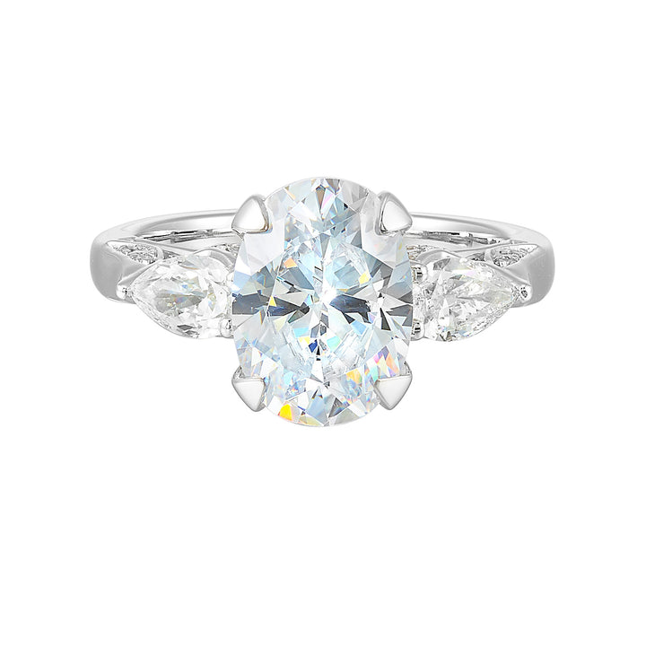 14Kt White Semi Mount 5/6Ctw For 3Ctw Oval Center