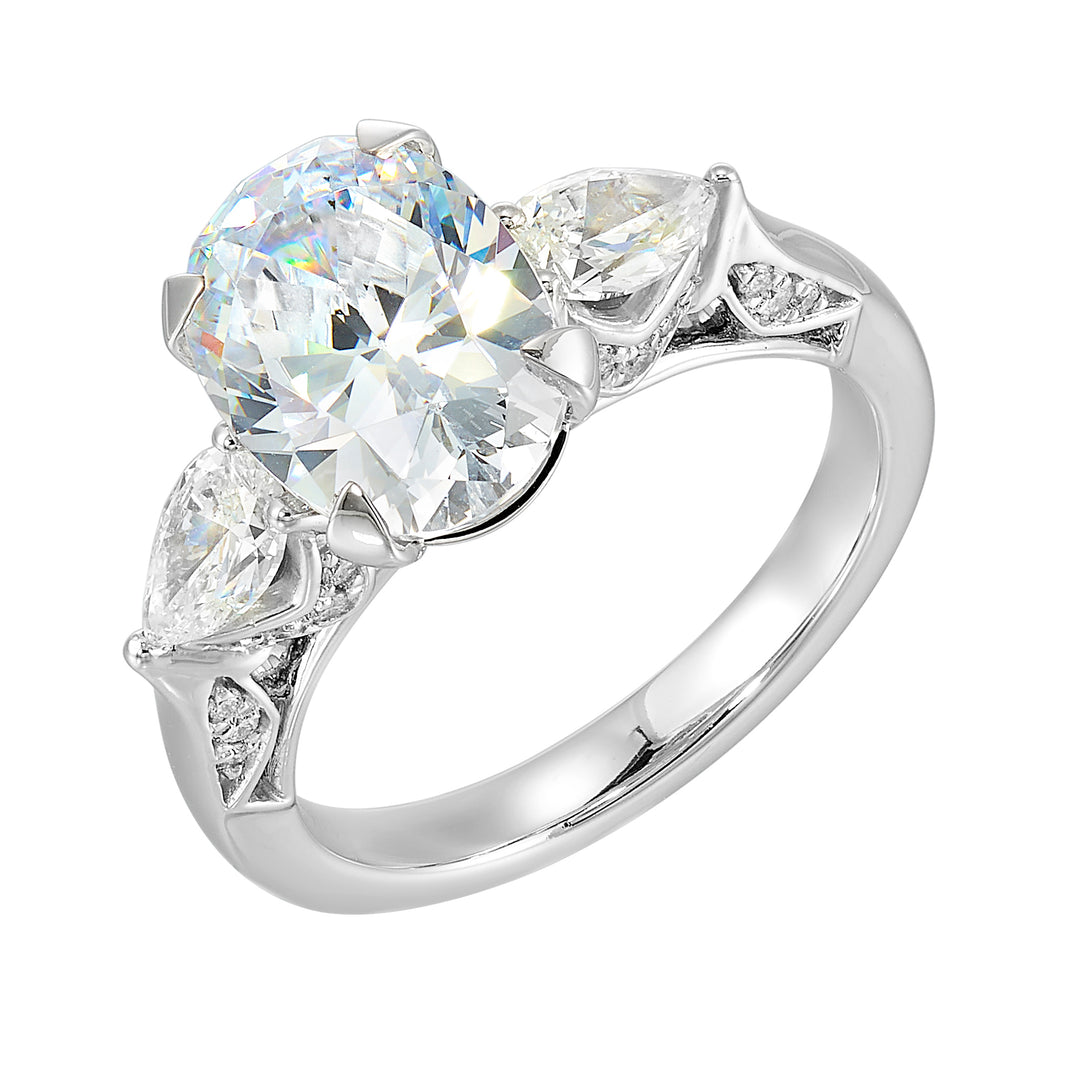14Kt White Semi Mount 5/6Ctw For 3Ctw Oval Center