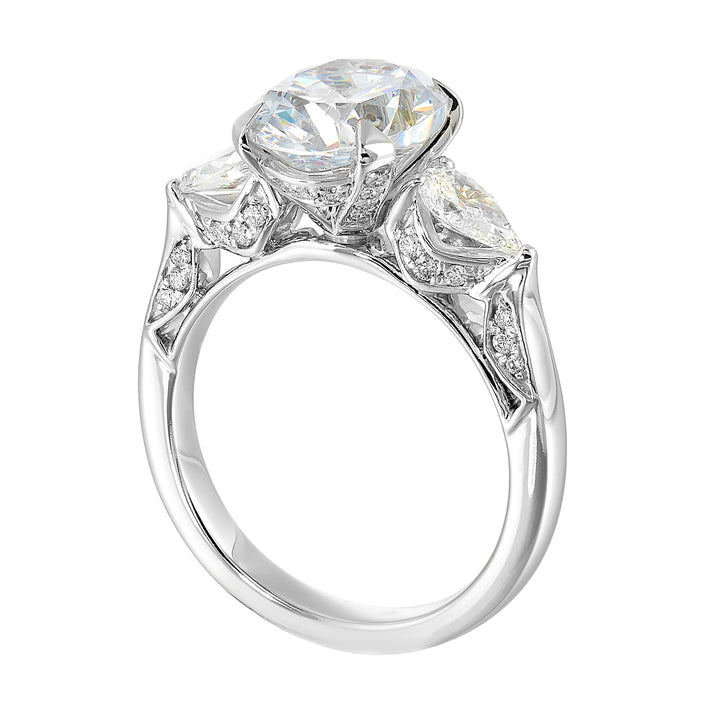 14Kt White Semi Mount 5/6Ctw For 3Ctw Oval Center