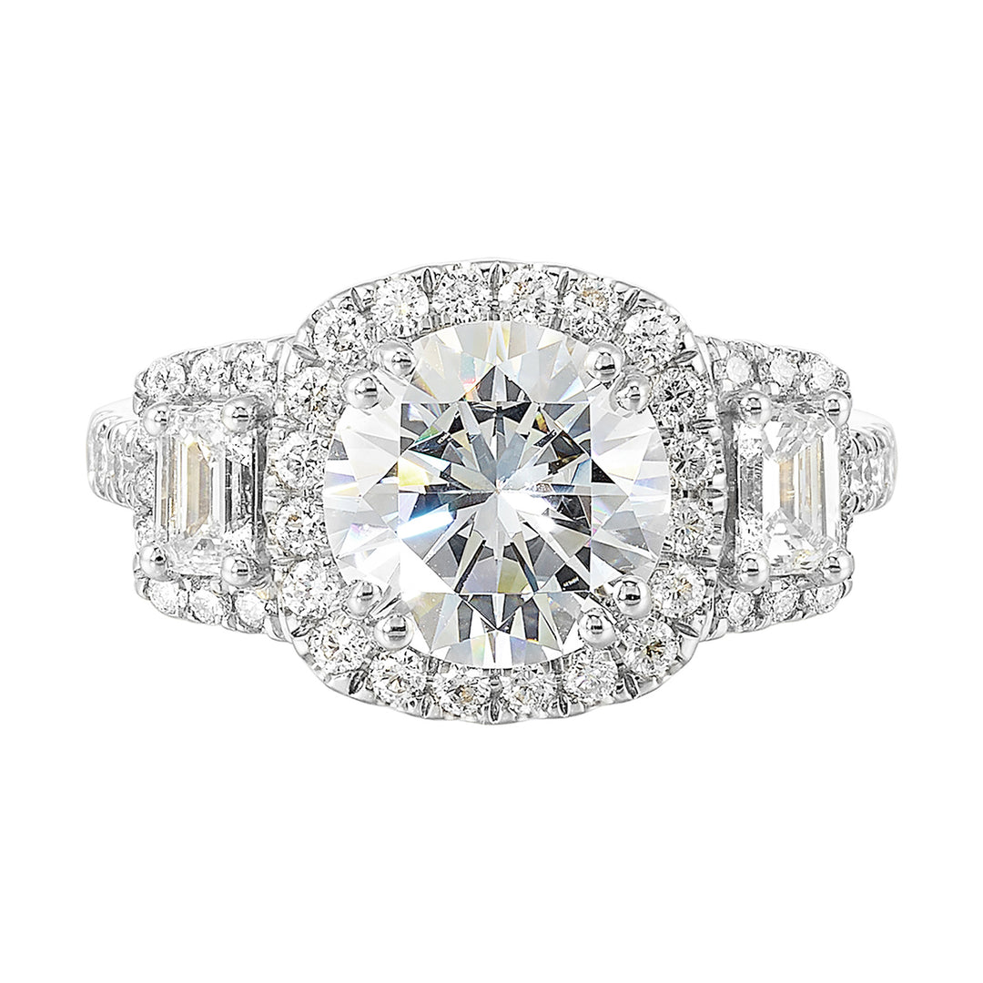 14Kt White Semi Mount 1 1/6Ctw For 2Ctw Round Center