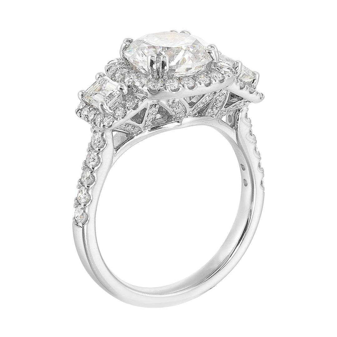14Kt White Semi Mount 1 1/6Ctw For 2Ctw Round Center