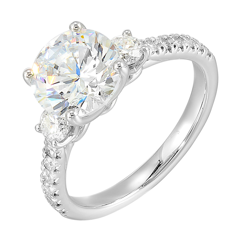 14Kt White Semi Mount 1/2Ctw For 1 1/2Ct Round Center