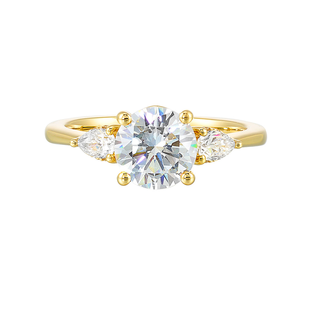 14Kt Yellow Semi Mount 3/8Ctw For 1 1/2Ctw Round Center