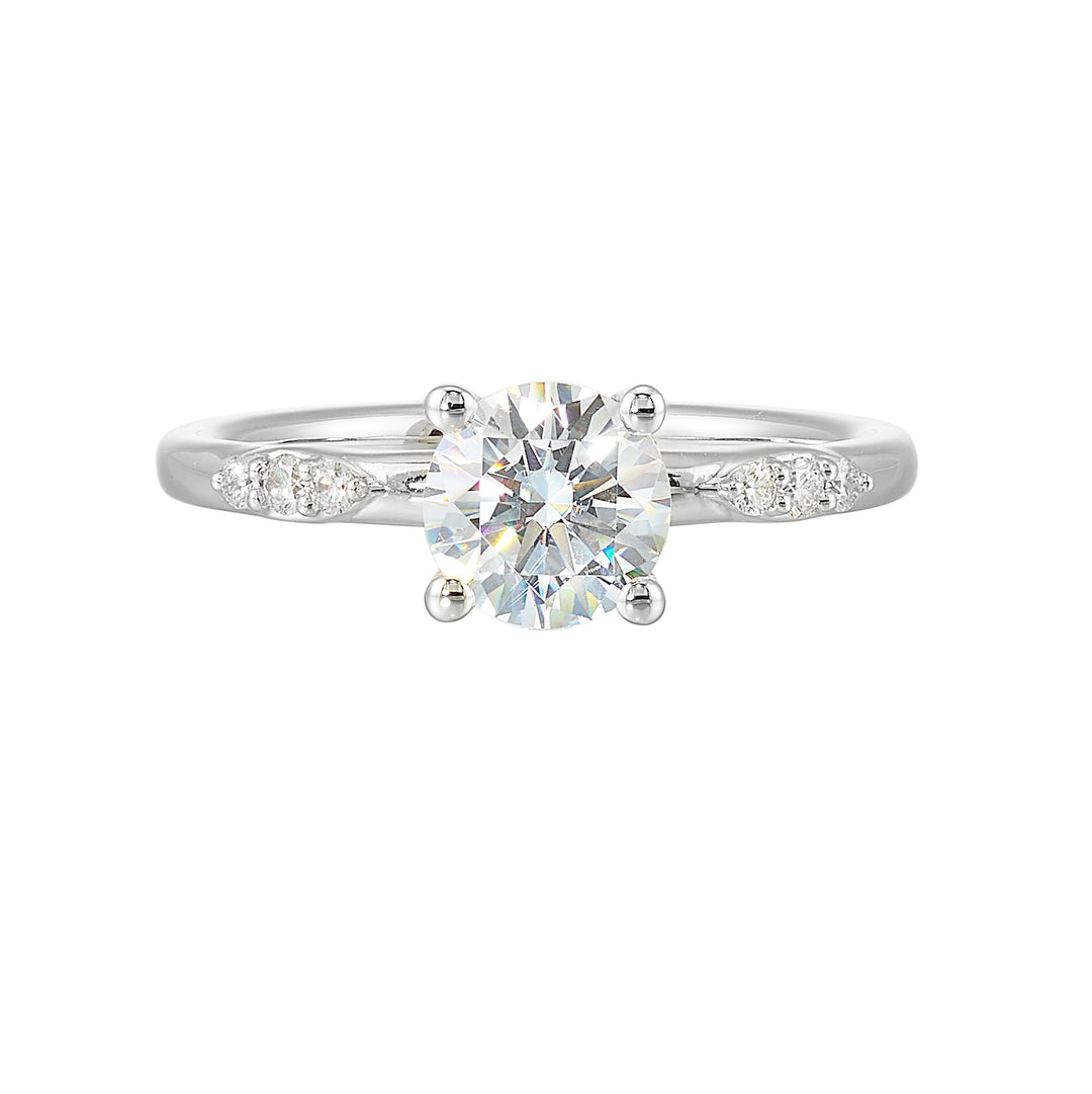 14Kt White Semi Mount 1/8Ctw For 1Ctw Round Center