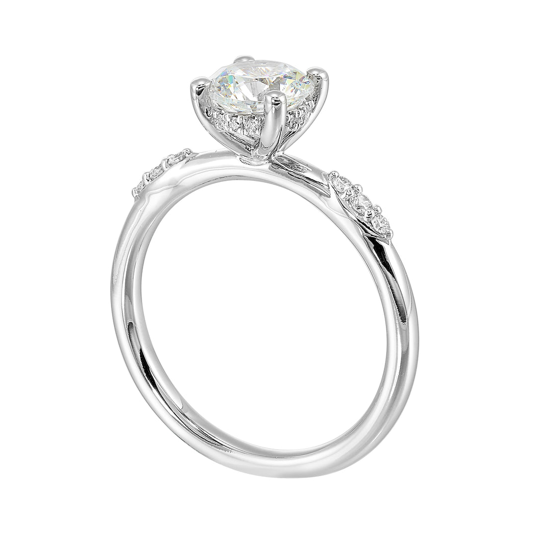 14Kt White Semi Mount 1/8Ctw For 1Ctw Round Center